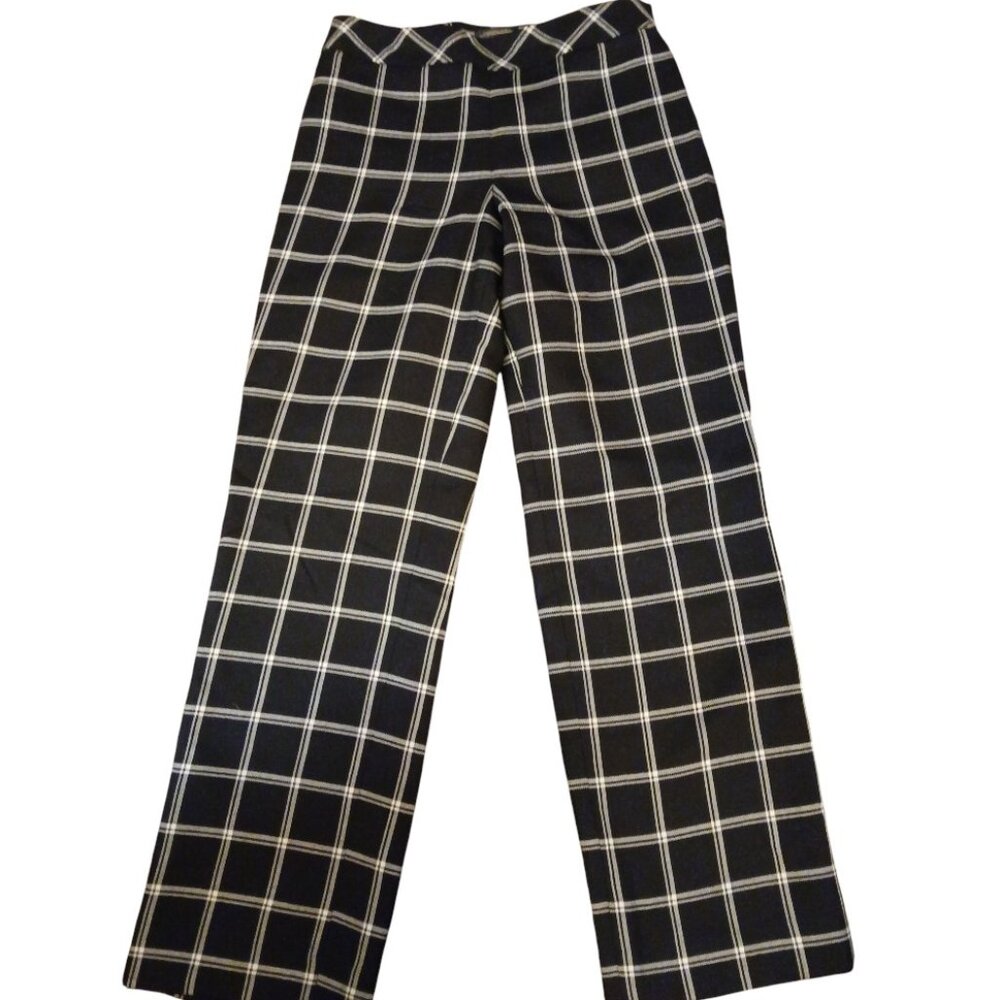 PENDLETON Virgin Wool Black Plaid Trousers 4P - like new - Picture 3 of 13